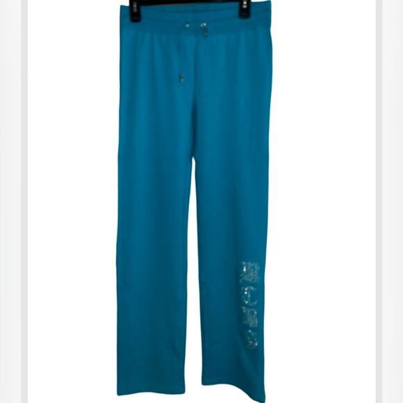 BCBG AQUAMARINE BLING TRACKSUIT SWEATSUIT W/ SILVER STUDS LOGO & TIGER FACE NWT - Picture 14 of 16